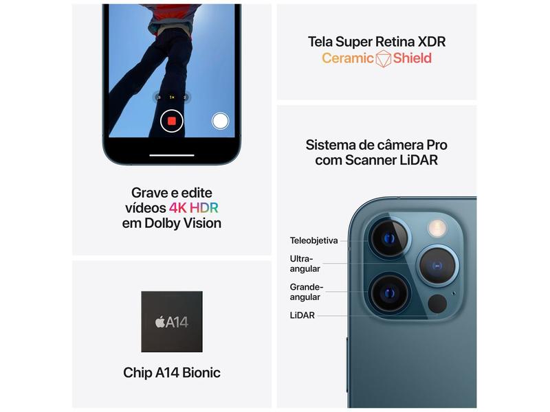 iPhone 12 Pro Max Apple 512GB Dourado 6,7” - Câm. Tripla 12MP iOS